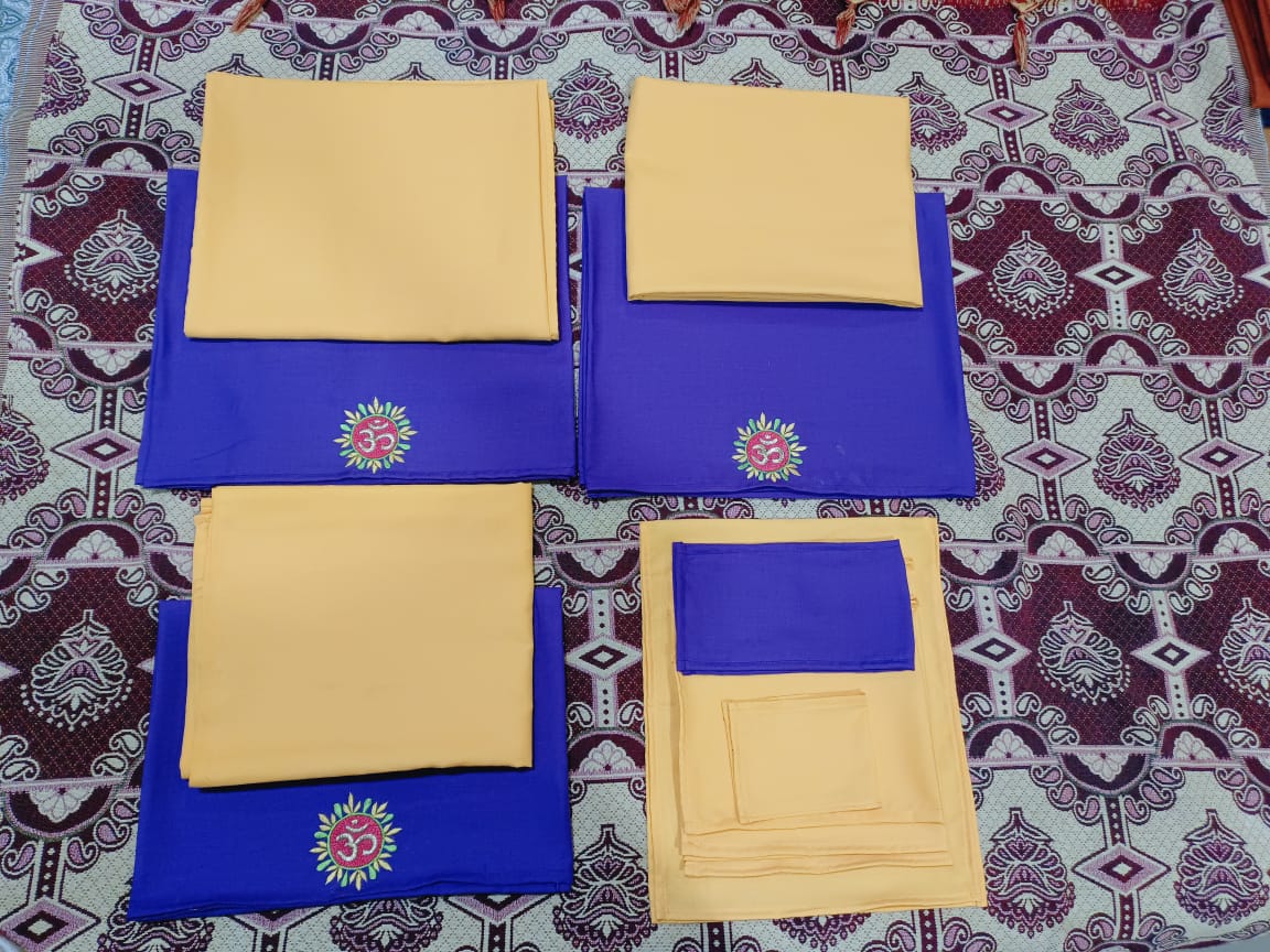 Blue with gold shawl